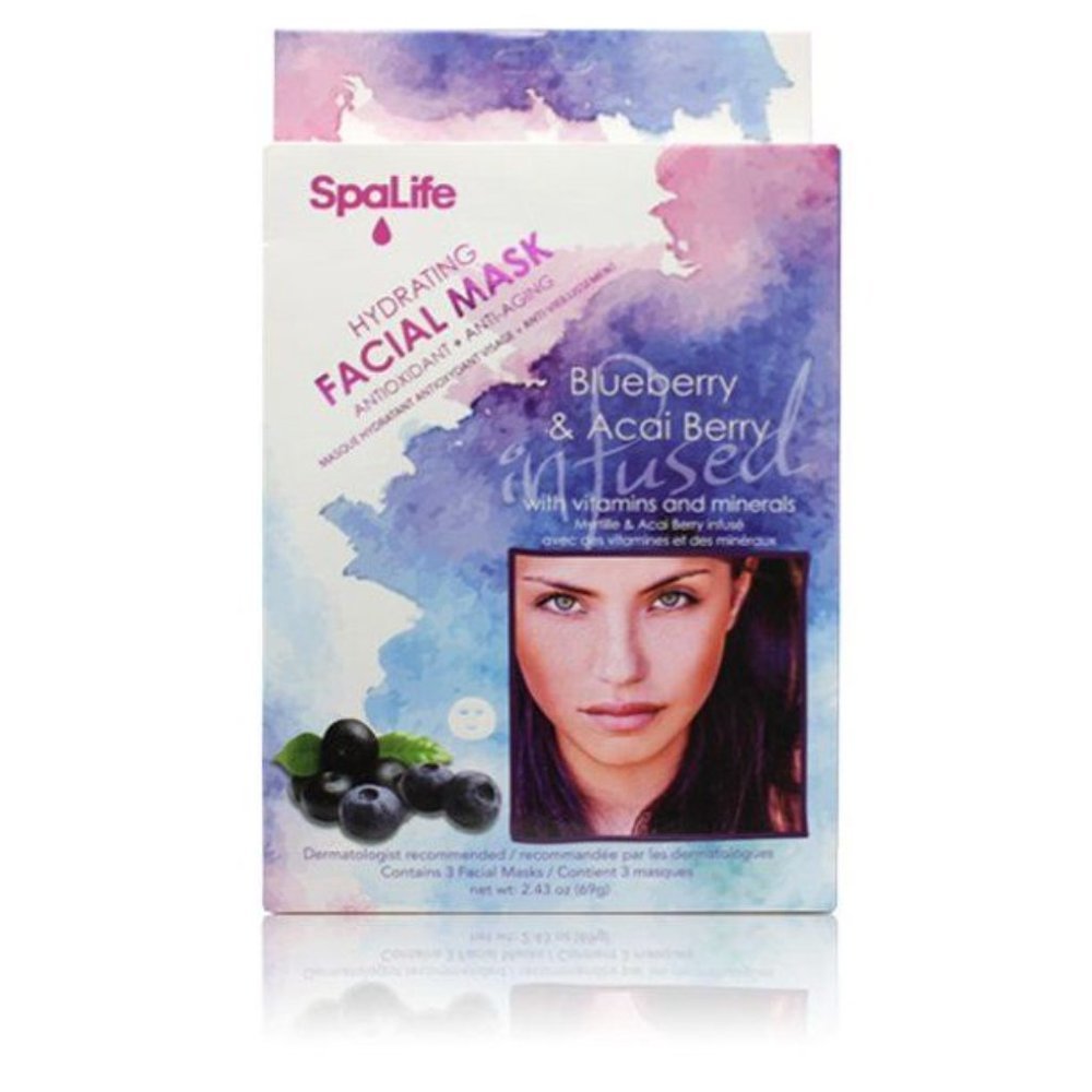 SPA LIFE Blueberry & Acai Berry Facial Mask 3 PK